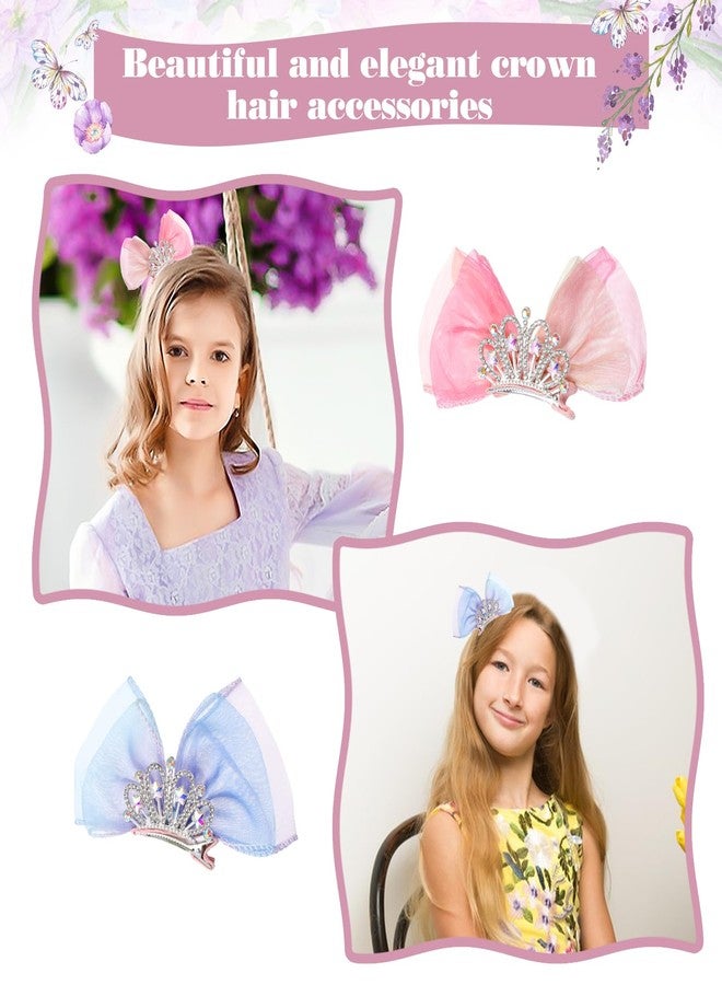 Apausvcm 2 Pcs Crown Bow Hair Clips, Cute Diamond Crown Hair Barrettes Sparkly Princess Hair Pin Hair Styling Accessories for Girls Toddlers Kids - Image 5